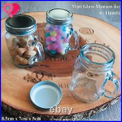 Mini Mason Jar Glass Shot with Handle Centerpiece Party Favor Box Candle Holder