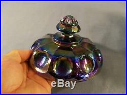Mosser Blue Carnival Glass CHERRY & CABLE Covered Handled Cookie Biscuit Jar