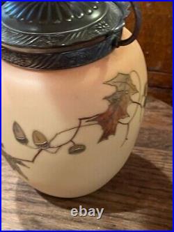 Mount Washington Crown Milano Acorn & Leaf Cracker Jar / Biscuit Barrel, c1890