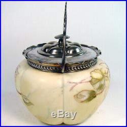 Mount Washington Glass Biscuit Jar with Silver Plated Handle 1890's