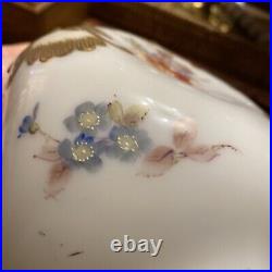 Mt. Washington Colonial Ware Double Handled Floral Vase With Heavy Gold Enamel