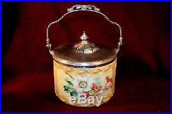 Mt. Washington Paneled Scroll Biscuit Jar withSilver Lid & Bail handle Top