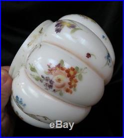 Mt Washington cracher jar / melon shaped hand painted bowl / needs rim & handle