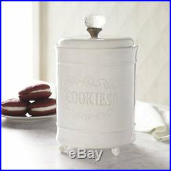 Mud Pie E0 Kitchen Circa Footed White Cookie Jar With Glass Knob Handle 4931001