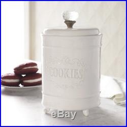 Mud Pie E8 Kitchen Circa Footed White Cookie Jar With Glass Knob Handle 4931001