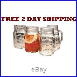 Mug Set Handle Style Kitchen Glasses Drinking Case Of 4 Mason Jar Glass 17.5 Oz