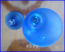 Murano Carlo Moretti Blue Satinato Vintage Glass Lidded Urn/Apothecary Jar