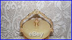 Murano Cenedese Glass Made In Italy Biscuit Candy Jar Gold Ormolu Finial Handle
