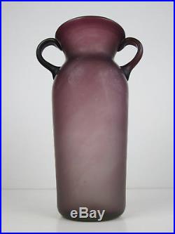 Murano Vintage Jar Design 50's/60 A 2 Handles Glass Violet Satin 28cm