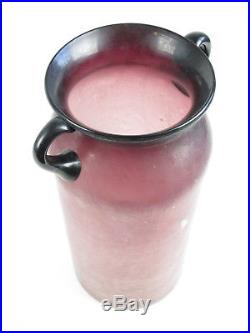 Murano Vintage Jar Design 50's/60 A 2 Handles Glass Violet Satin 33cm