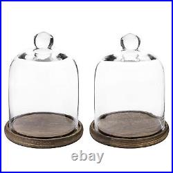 MyGift Clear Cloche Glass Dome, Display Bell Jar with Top Handle and Rustic