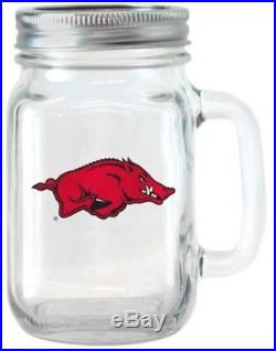 NCAA 16 Oz Georgia Bulldogs Glass Jar With Lid And Handle, 2pk