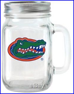 NCAA 16 Oz Georgia Bulldogs Glass Jar With Lid And Handle, 2pk