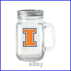 NCAA 16 oz Florida State Seminoles Glass Jar with Lid and Handle, 2pk