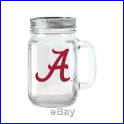 NCAA 16 oz Georgia Bulldogs Glass Jar with Lid and Handle, 2pk