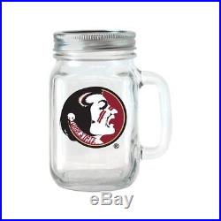 NCAA 16 oz Georgia Bulldogs Glass Jar with Lid and Handle, 2pk
