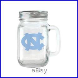 NCAA 16 oz North Carolina Tar Heels Glass Jar with Lid and Handle, 2pk