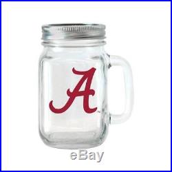 NCAA 16 oz North Carolina Tar Heels Glass Jar with Lid and Handle, 2pk