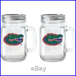 NCAA 470ml Florida Gators Glass Jar with Lid and Handle, 2pk. Brand New