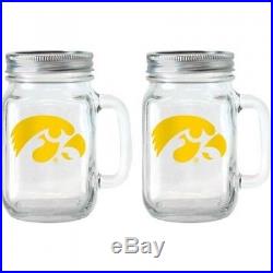 NCAA 470ml Iowa Hawkeyes Glass Jar with Lid and Handle, 2pk. Brand New