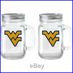 NCAA 470ml West Virginia Mountaineers Glass Jar with Lid and Handle, 2pk. Best P