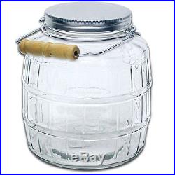 NEW 1 Gallon Glass Barrel Jar with Lid and Handle FREE SHIPPING
