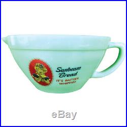 NEW (Set) Sunbeam Bread Glass Countertop Jar And Jadeite Batter Bowl with Handle