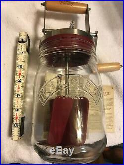NEW! W Instructions Kilner Butter Churn Glass Jar Wood Handles DIY Homemade