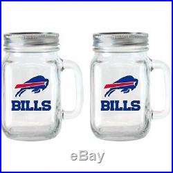 NFL 470ml Buffalo Bills Glass Jar with Lid and Handle, 2pk. Shipping is Free