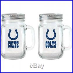 NFL 470ml Indianapolis Colts Glass Jar with Lid and Handle, 2pk. Brand New