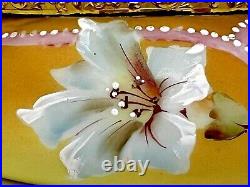Nakara-CF Monroe-Peach Dresser Tray withIris Flowers & Handled Brass Collar