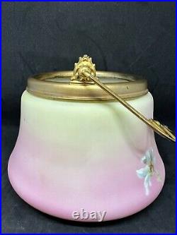 Nakara-C. F. Monroe, Burmese Style-Floral Biscuit Jar With Gold Metal Handle/Lid