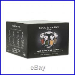 New Cole & Mason Herb & Spice Carousel 8 Jars Set Rack Storage Jars Containers