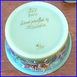 New Fenton Hand Painted Artist Signed Jadeite Butter Tub 5 Limited Edition 2022