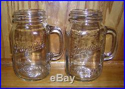 New MASON JAR GLASS MUGS 3 Wide Mouth HANDLES 32 OZ LOT 2 Golden Harvest
