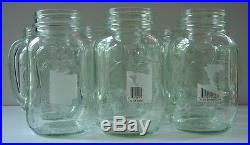 New MASON JAR GLASS MUGS HANDLES 28 OZ LOT 2 Golden Harvest Red Neck