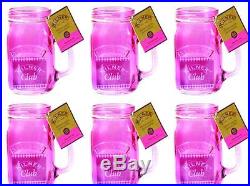 New Vintage 400ml, 14oz Kilner Pink Glass Handled Jars Mug Party Set of 12
