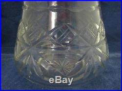 Nice Old Glass Crystal Biscuit Jar Barrel Silver Plate Lid Handle CrissCross SHP