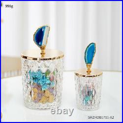 Nordic Art Luxury Glass Candy Box Golden Reindeer Figurines Storage Jar Décor