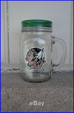 North Dakota Fighting Sioux 16 oz Glass Handle Mason Jar MUG with LID
