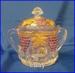 Northwood By Mosser Grape And Cable HP Crystal 2 Handled Covered Cookie Jar