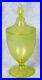 Northwood Topaz Canary Stretch Glass Vaseline Uranium Candy Jar 10.25 Fenton