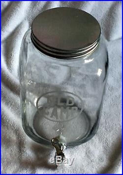 Old Camp Whiskey Mason Jar Glass beverage Dispenser with Metal Stand & Handle