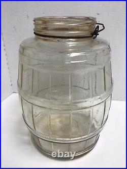 Old Country Store Counter Vintage Glass Jar Pickle Barrel Wire Handle