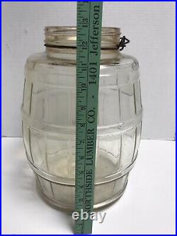 Old Country Store Counter Vintage Glass Jar Pickle Barrel Wire Handle