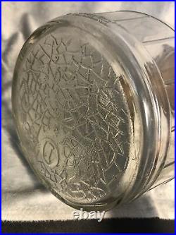 Old Country Store Counter Vintage Glass Jar Pickle Barrel Wire Handle Lid 13.5