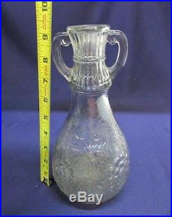 Old Museum Bottle Patent 80853 Vase Jar Candle Glass Handled Flowers Marked Rare