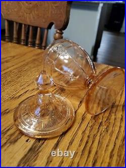 Old Pink Depression Glass Footed DORIC PATTERN Candy Dish & Cover JEANNETTE Co