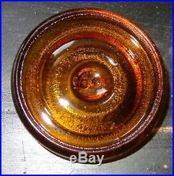 Old Vintage Antique Amber Brown Glass Putnam Jar 470 Bail Handle With LID