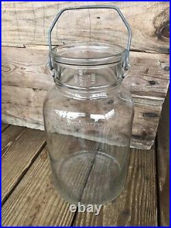 One Gallon Jar Clear Glass Bail Handle 1940s Owen Illinois Glass Unique Bottom